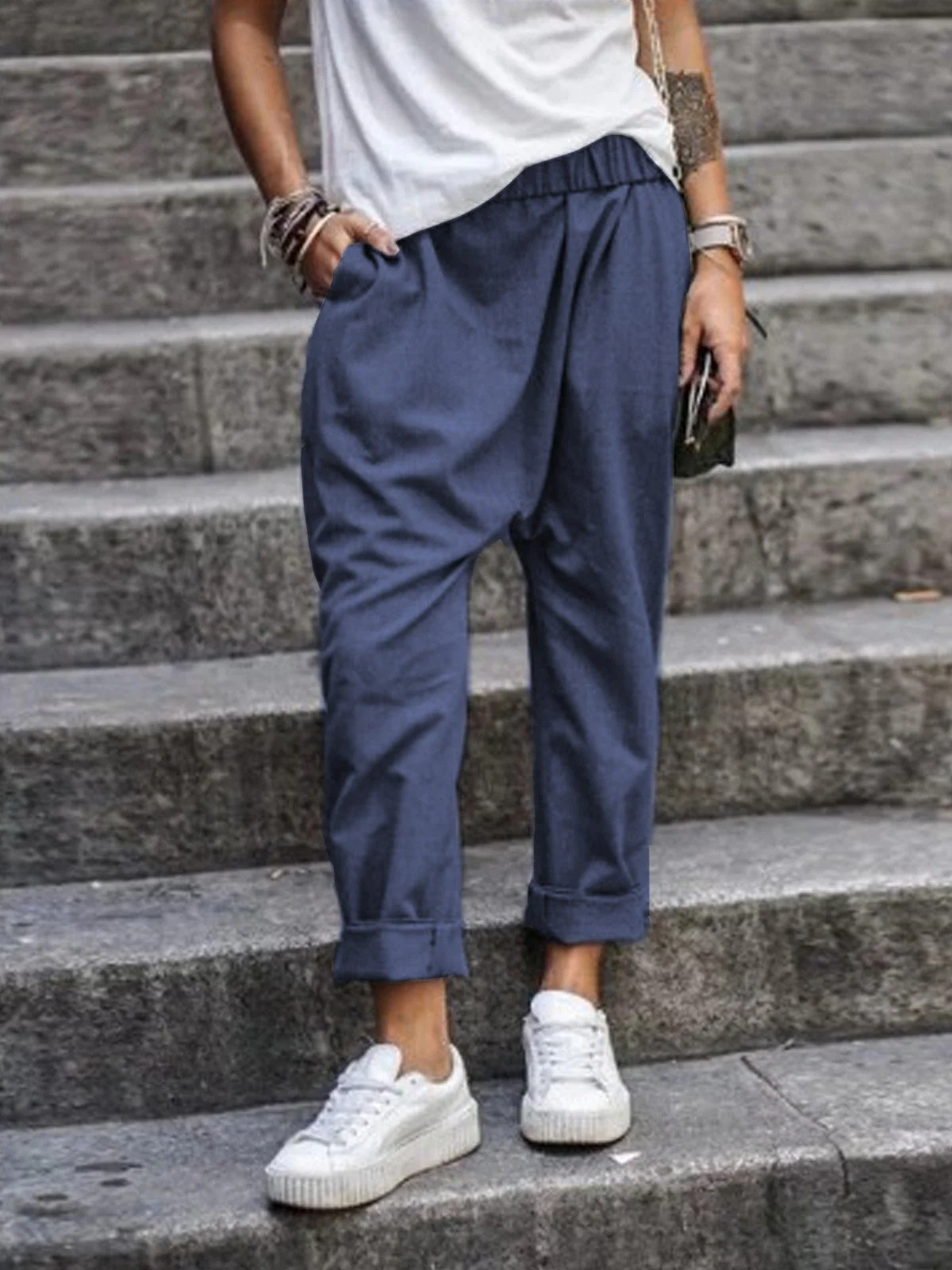 Baggy Trousers for Women – Summer Lightweight Casual Pants with Pockets