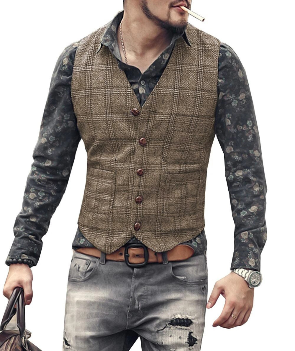 Men's Waistcoat Checked – Stylish Tailored Vest for Formal & Casual Wear