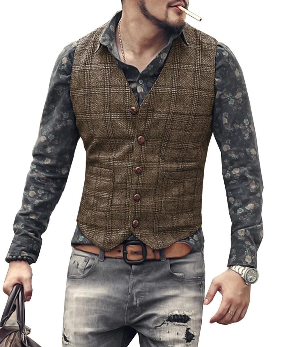 Men's Waistcoat Checked – Stylish Tailored Vest for Formal & Casual Wear