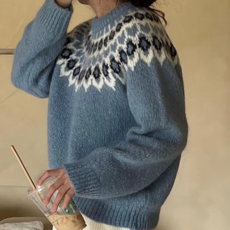 Norwegian Sweater Women – Oversized Cozy Knit Pullover for Winter Fashion