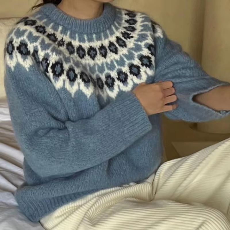 Norwegian Sweater Women – Oversized Cozy Knit Pullover for Winter Fashion