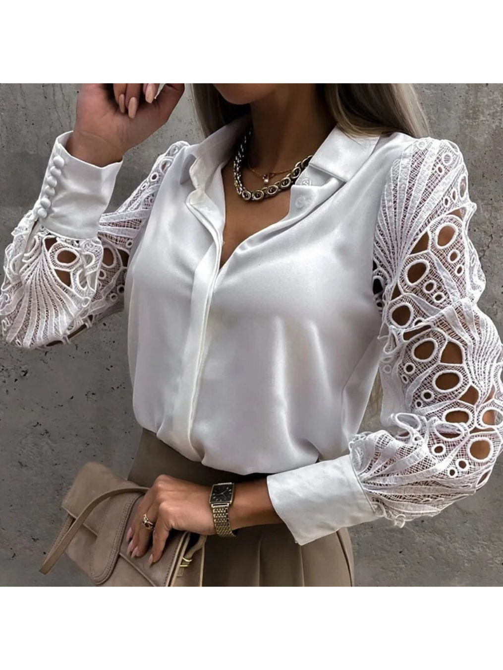 Women's Blouse White – Elegant Statement Top for Casual and Formal Wear