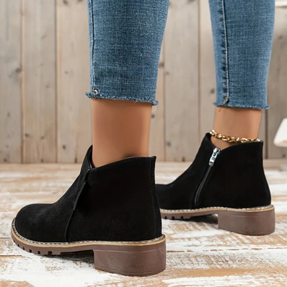 Women's Ankle Boots – Comfortable Black Faux Leather Booties for Everyday Wear