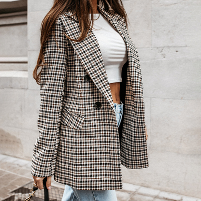 Checked Blazer for Women – Elegant Tailored Design for Office and Casual Wear