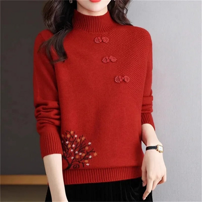 Women's Brown Roll Neck Jumper – Cozy Knit Sweater for Fall Fashion