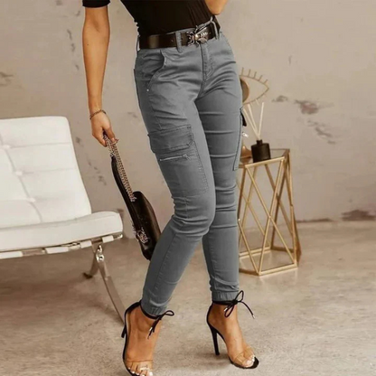 Cargo Trousers for Women – Black Utility Pants with Pockets for Casual Wear