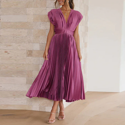 Evening Dress for Women – Elegant Party Dress with Flowy Design and Sleeves