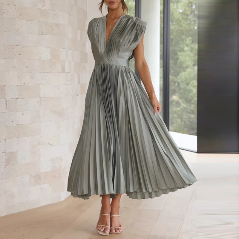 Evening Dress for Women – Elegant Party Dress with Flowy Design and Sleeves