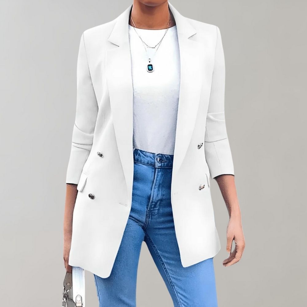 Women's Blazer White – Elegant Tailored Blazer for Office and Casual Wear