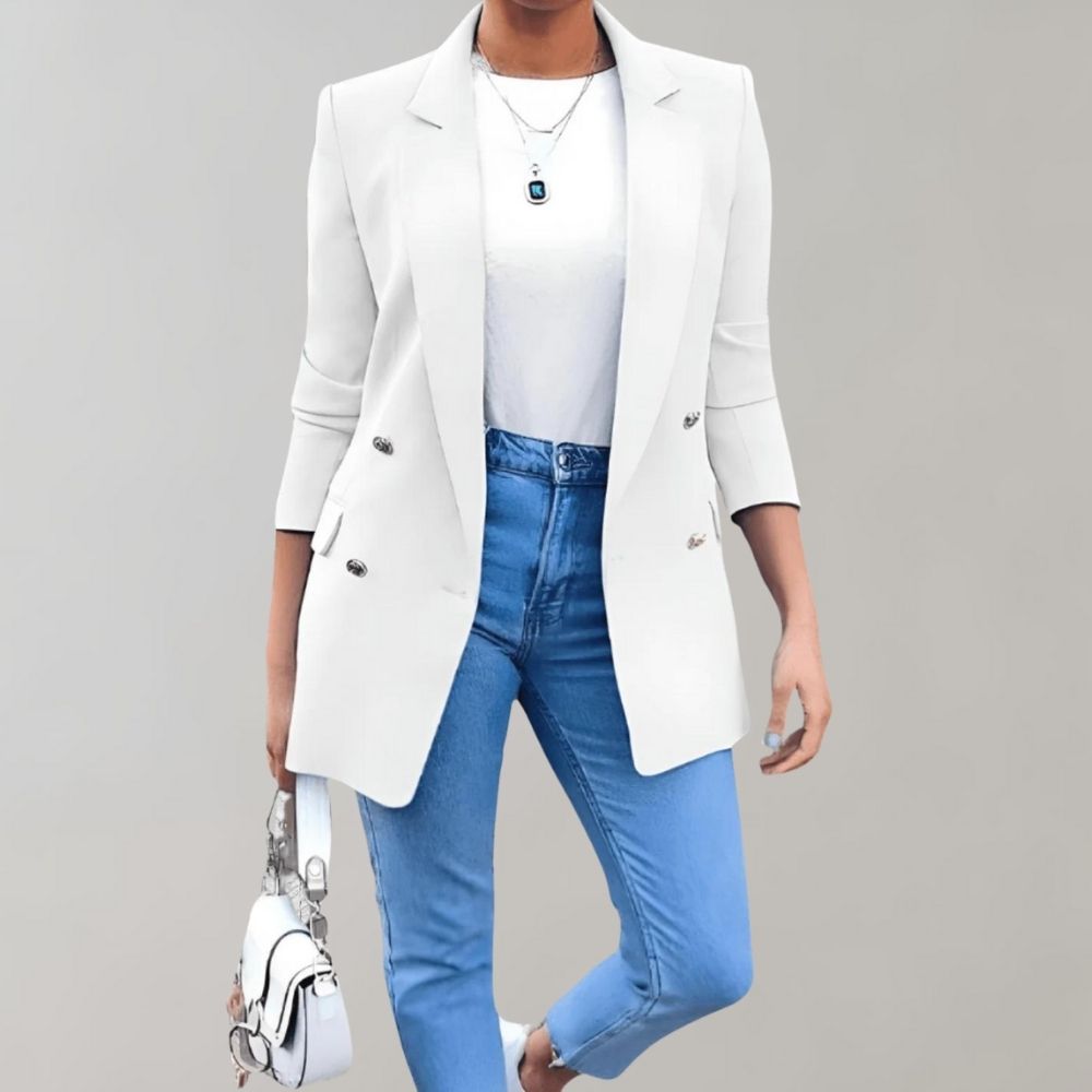 Women's Blazer White – Elegant Tailored Blazer for Office and Casual Wear