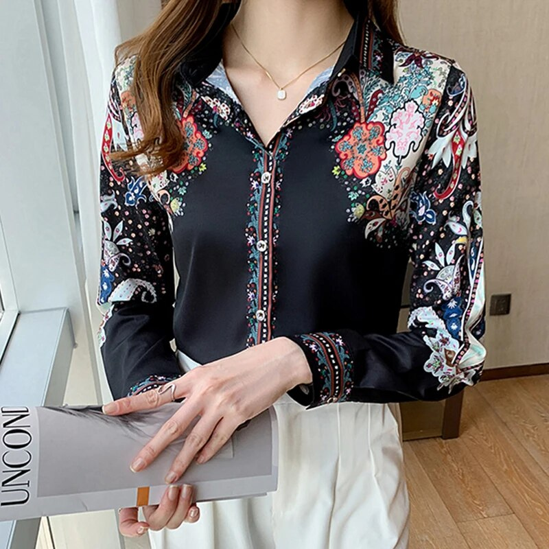 Elegant Ladies Blouse – Long Sleeve Chic Top for Casual or Formal Wear