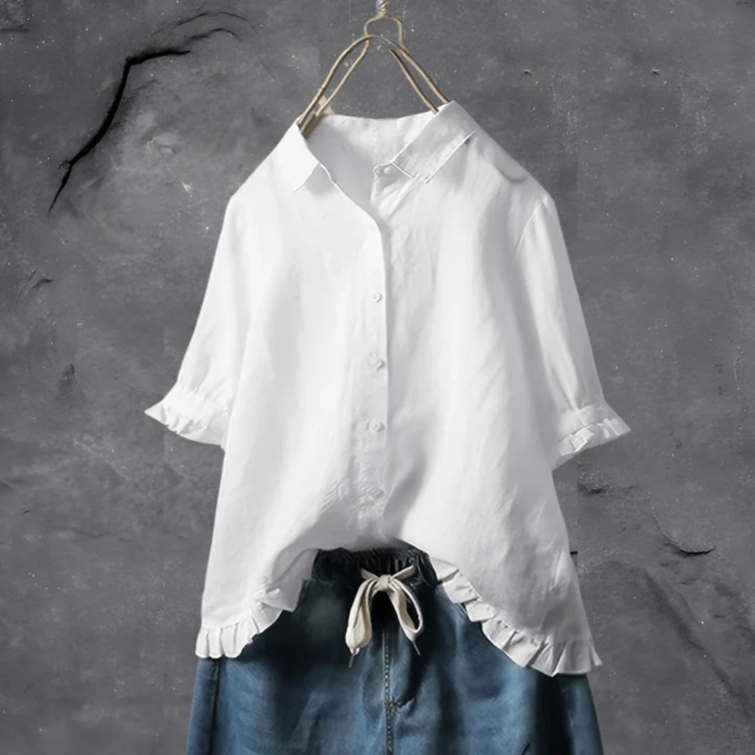 Women's Elegant Blouse – Chic White Top with Stylish Design for Any Occasion