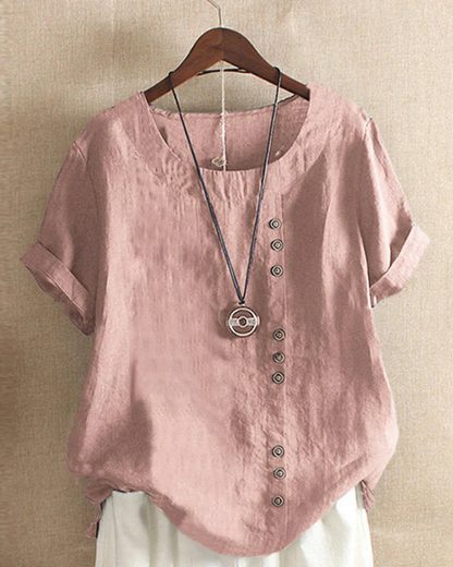 Women's Elegant Short Sleeve Blouse – Chic Lightweight Top for Casual Wear