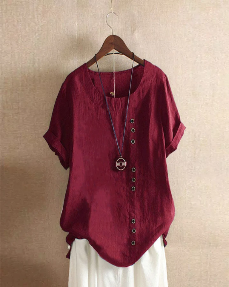 Women's Elegant Short Sleeve Blouse – Chic Lightweight Top for Casual Wear