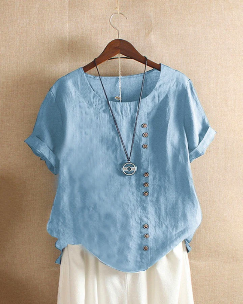 Women's Elegant Short Sleeve Blouse – Chic Lightweight Top for Casual Wear