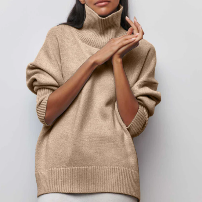 Women's Oversized Roll Neck Jumper – Elegant Knit Sweater for Casual Style