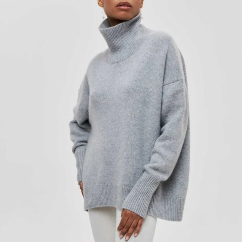 Women's Oversized Roll Neck Jumper – Elegant Knit Sweater for Casual Style