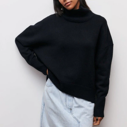 Women's Oversized Roll Neck Jumper – Elegant Knit Sweater for Casual Style