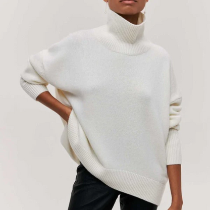 Women's Oversized Roll Neck Jumper – Elegant Knit Sweater for Casual Style