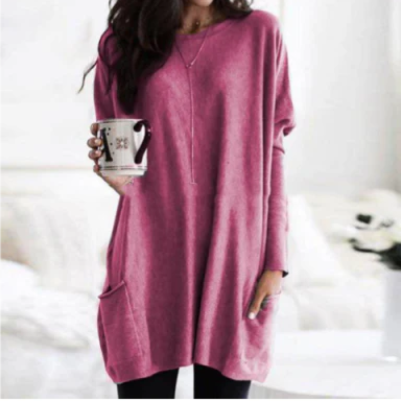 Women's Oversized Knit Sweater – Cozy Long Sweater for Casual Wear