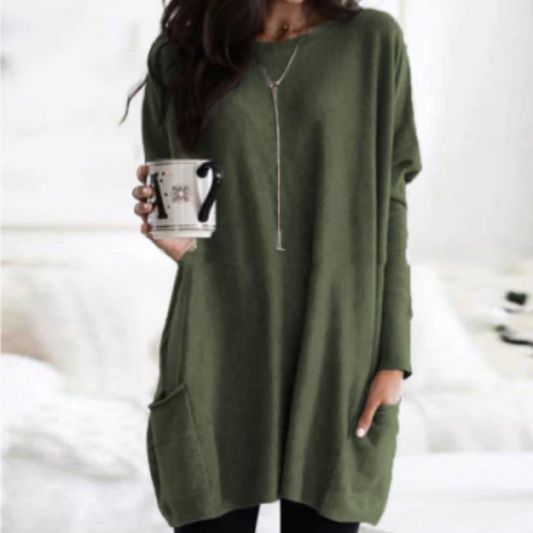 Women's Oversized Knit Sweater – Cozy Long Sweater for Casual Wear