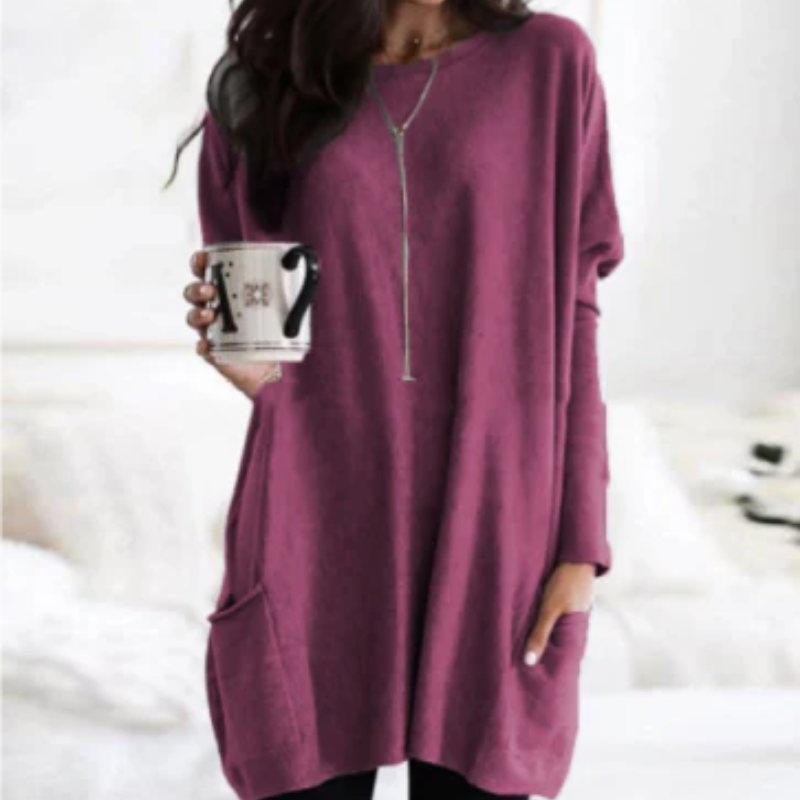 Women's Oversized Knit Sweater – Cozy Long Sweater for Casual Wear