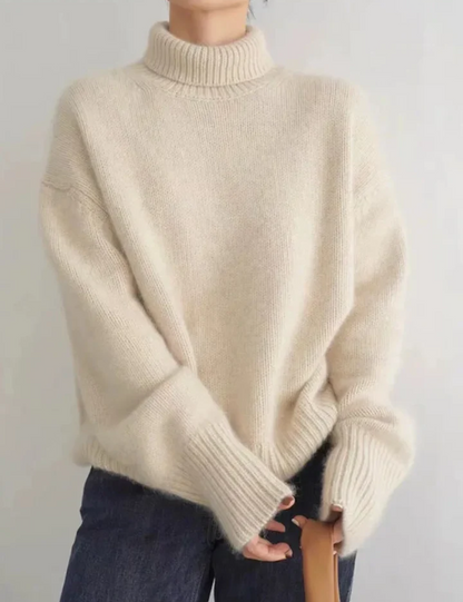 Women's Oversized Roll Neck Jumper – Elegant Knit Sweater for Casual Wear