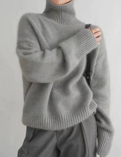 Women's Oversized Roll Neck Jumper – Elegant Knit Sweater for Casual Wear