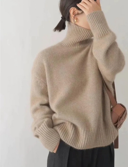 Women's Oversized Roll Neck Jumper – Elegant Knit Sweater for Casual Wear