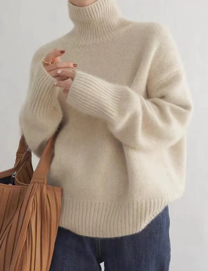 Women's Oversized Roll Neck Jumper – Elegant Knit Sweater for Casual Wear