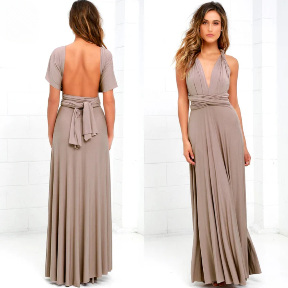 Women's long evening dress - Elegant festive dress in flowing and chic fabric