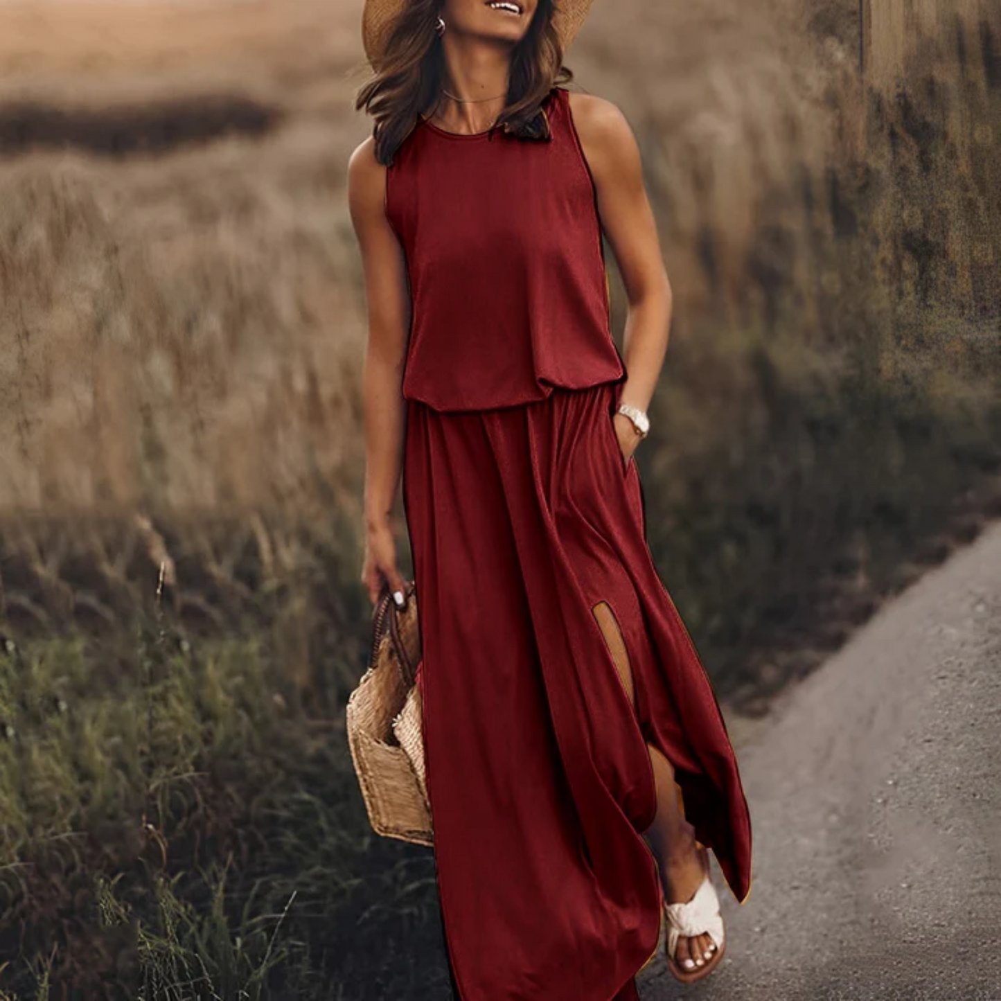 Maxi Dress Women – Elegant Summer Formal Dress with Sleeves and Flowing Design