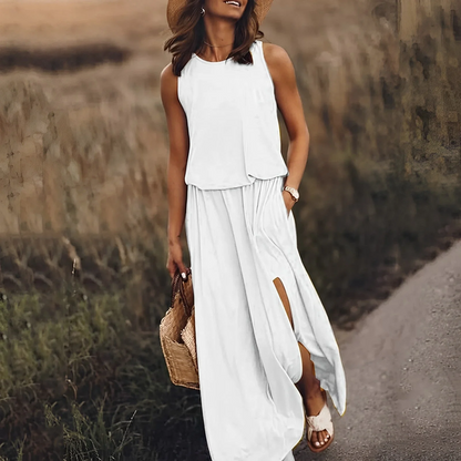 Maxi Dress Women – Elegant Summer Formal Dress with Sleeves and Flowing Design