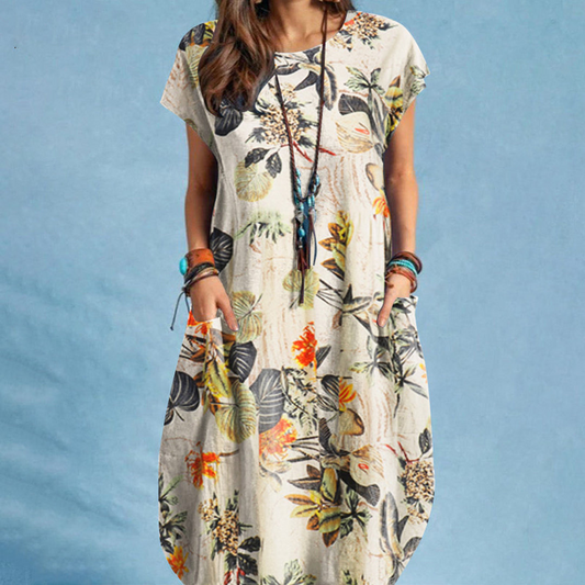 Summer Midi Dress – Festive Floral Print, Lightweight & Elegant for Parties