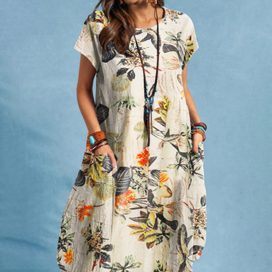 Summer Midi Dress – Festive Floral Print, Lightweight & Elegant for Parties