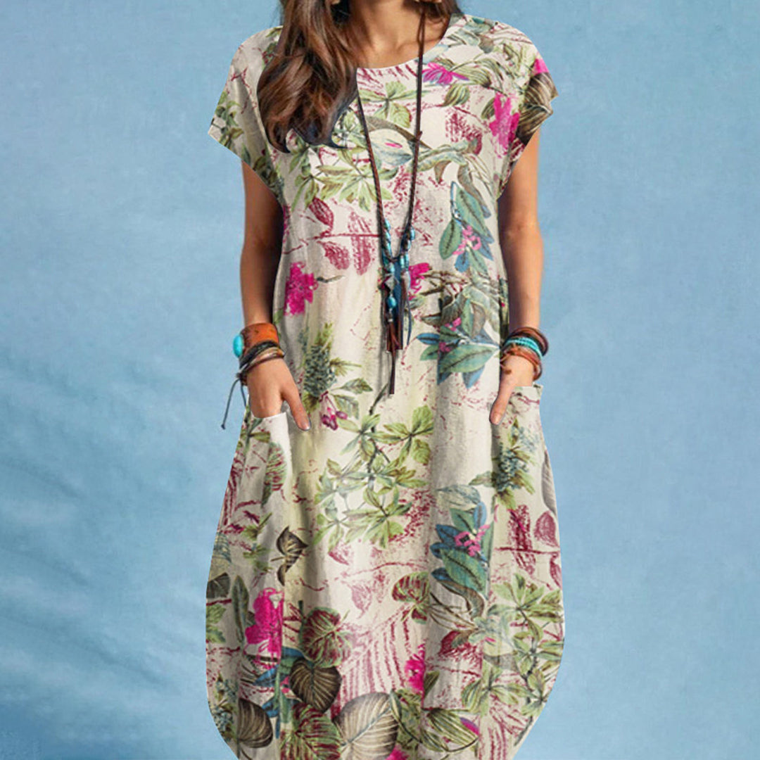 Summer Midi Dress – Festive Floral Print, Lightweight & Elegant for Parties