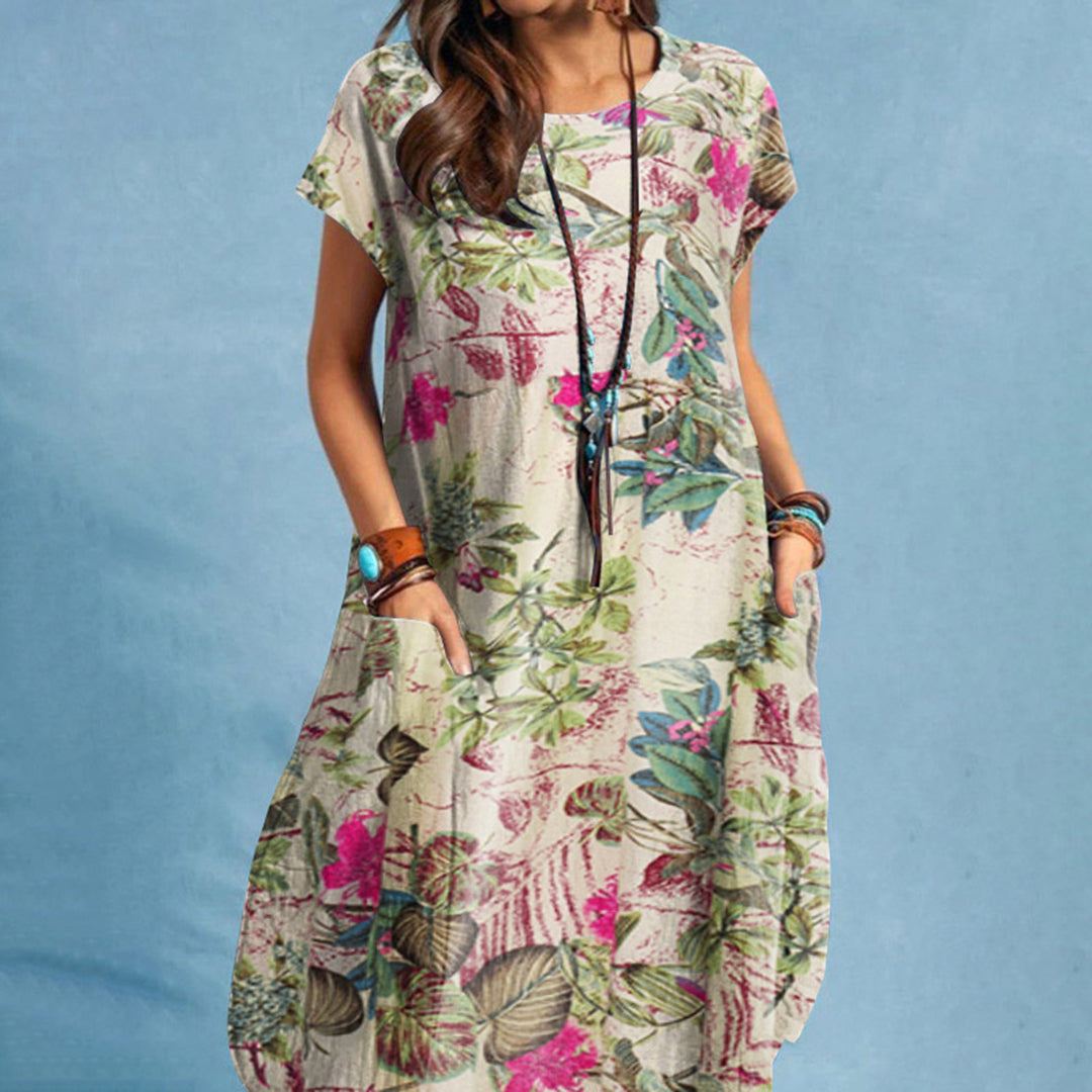 Summer Midi Dress – Festive Floral Print, Lightweight & Elegant for Parties