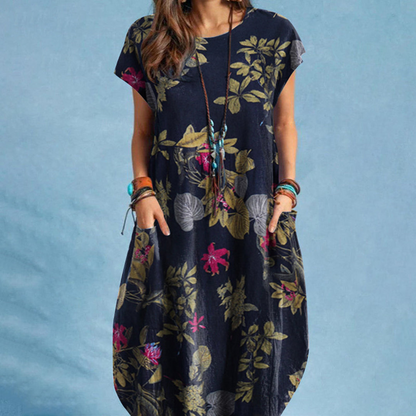 Summer Midi Dress – Festive Floral Print, Lightweight & Elegant for Parties