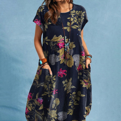 Summer Midi Dress – Festive Floral Print, Lightweight & Elegant for Parties