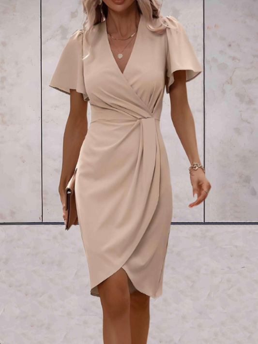 Robe de cérémonie mariage – Robe wrap mini élégante pour invitées chic