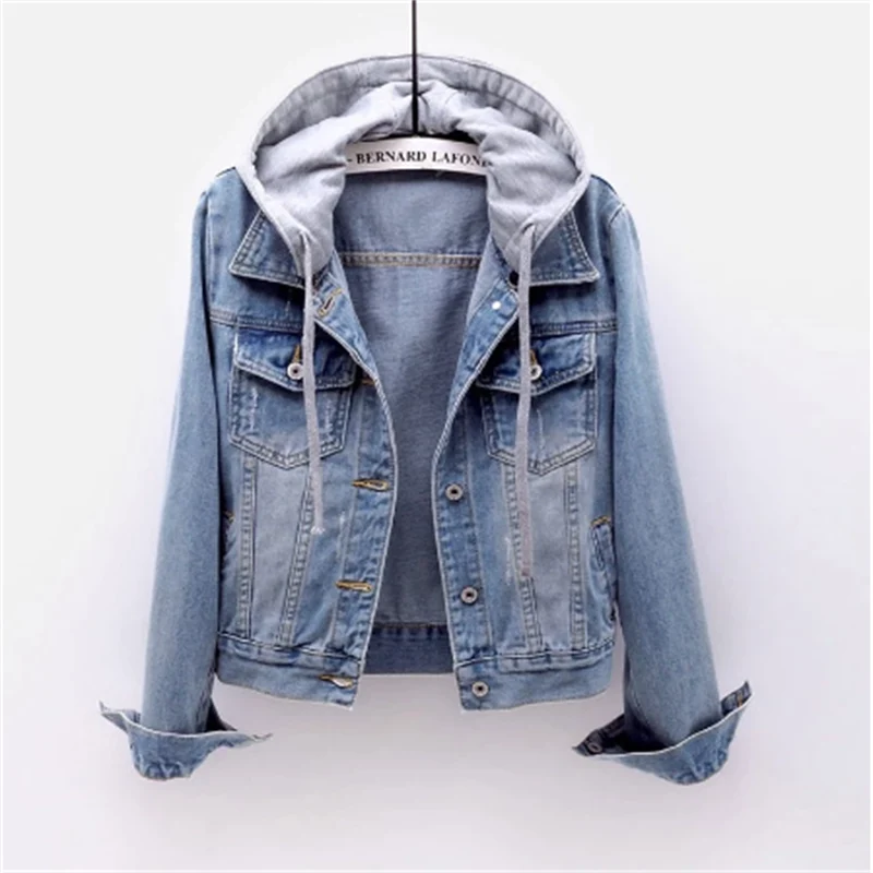 Women's Denim Jacket with Hood – Stylish Short Jean Jacket for Casual Wear