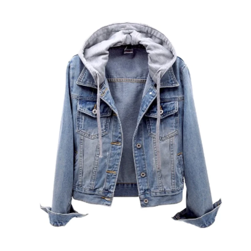 Women's Denim Jacket with Hood – Stylish Short Jean Jacket for Casual Wear