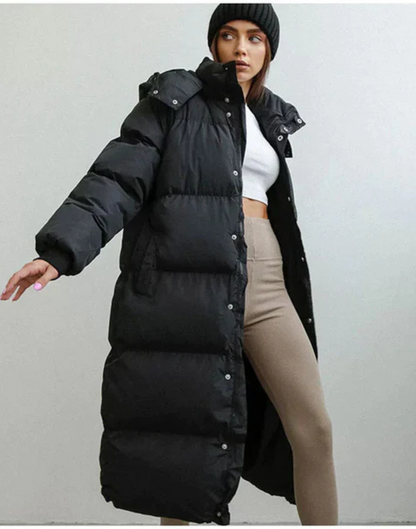 Women's Long Down Jacket – Quilted Winter Coat for Cold Weather Fashion