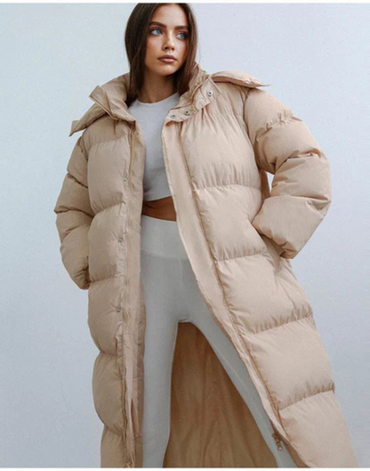 Women's Long Down Jacket – Quilted Winter Coat for Cold Weather Fashion