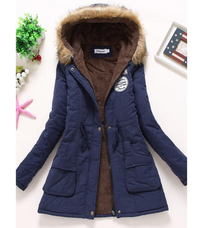 Women's Long Parka Jacket – Warm Winter Coat with Hood and Pockets