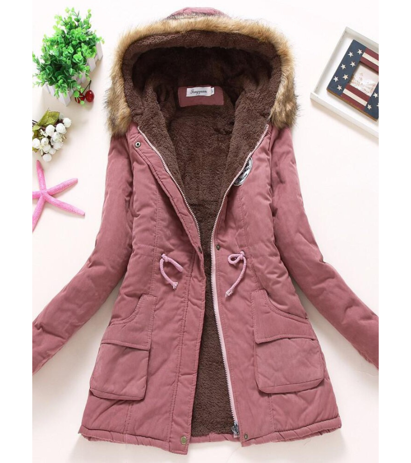 Women's Long Parka Jacket – Warm Winter Coat with Hood and Pockets