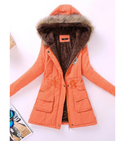 Women's Long Parka Jacket – Warm Winter Coat with Hood and Pockets