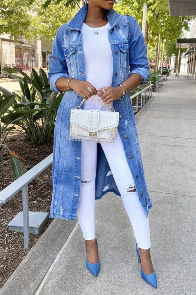 Long Denim Jacket Women – Oversized Casual Outerwear for Stylish Looks