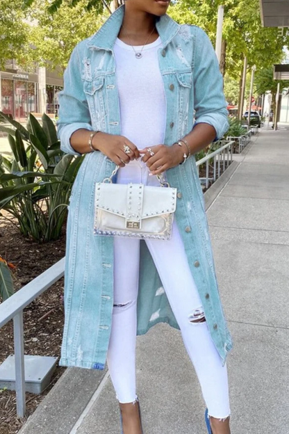 Long Denim Jacket Women – Oversized Casual Outerwear for Stylish Looks