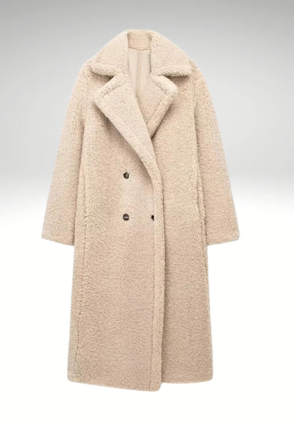 Teddy Coat Women – Stylish Beige Faux Fur Outerwear for Winter Fashion